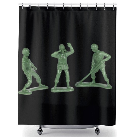 3 GREEN ARMY MEN Shower Curtains