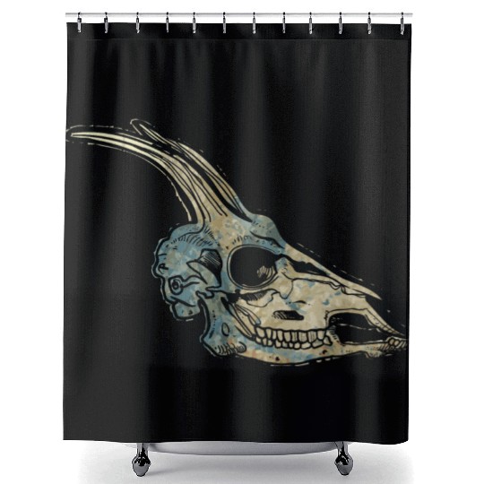 Capricorn skull Shower Curtains