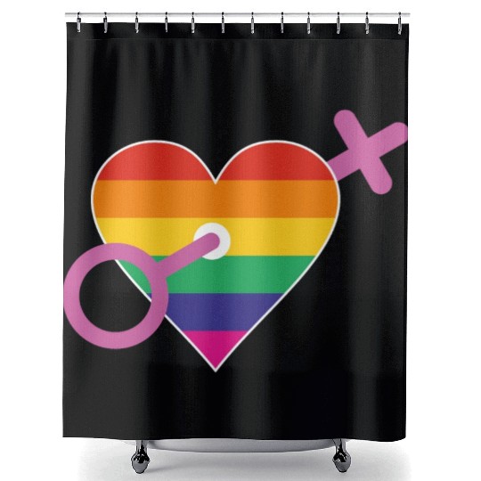 Rainbow heart female Shower Curtains