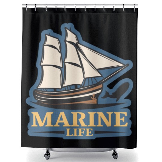 marine life logo Shower Curtains