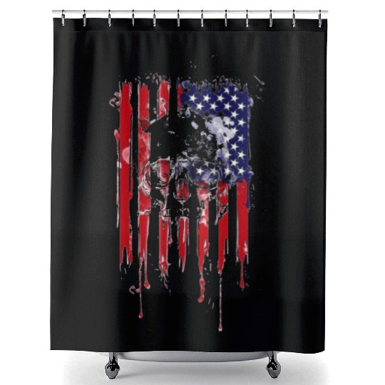 American Flag Skull 4th of July graphic Collection Shower Curtains
