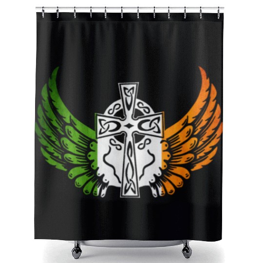 Irish Flag Design Celtic Cross Irish gift Shower Curtains