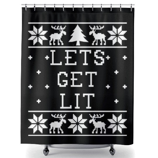 Lets Get Lit - Ugly Christmas Shower Curtains