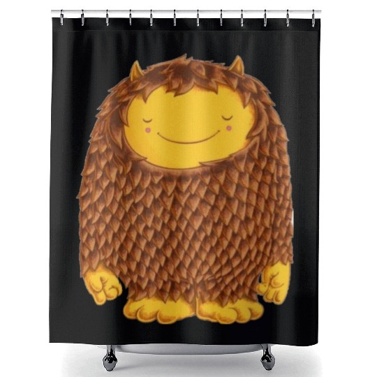 Friendly Brown Monster Shower Curtains