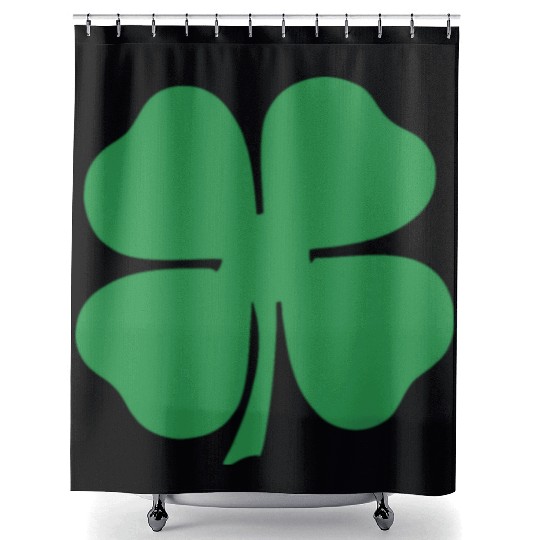 Green 4 Leaf Clover Solid Shower Curtains
