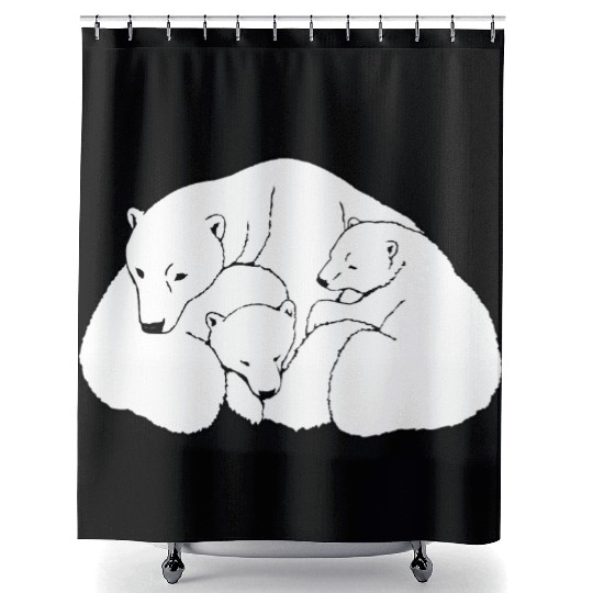 Polar Bear w. Cubs Twins Shower Curtains