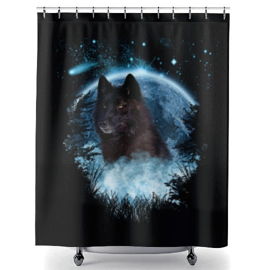 Black Wolf Bl Moon Full Scape Shower Curtains