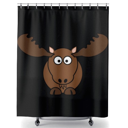 Elk Deer Moose Head Hunter Comic Gift Present Shower Curtains