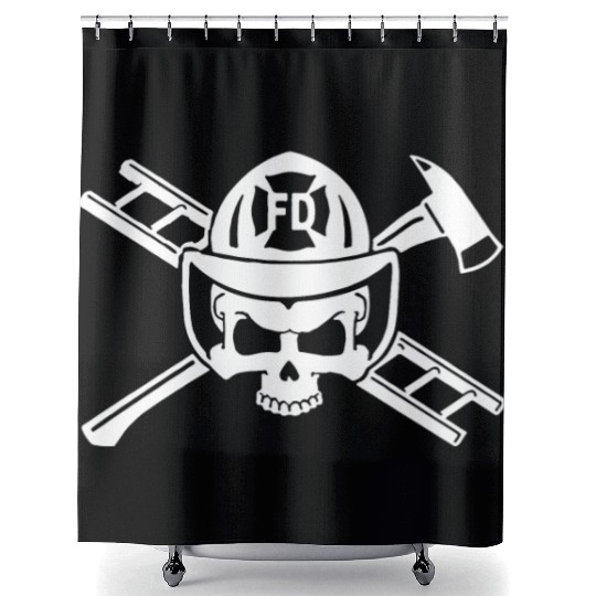 Firefighter Crossbones Shower Curtains