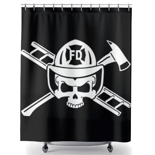 Firefighter Crossbones Shower Curtains