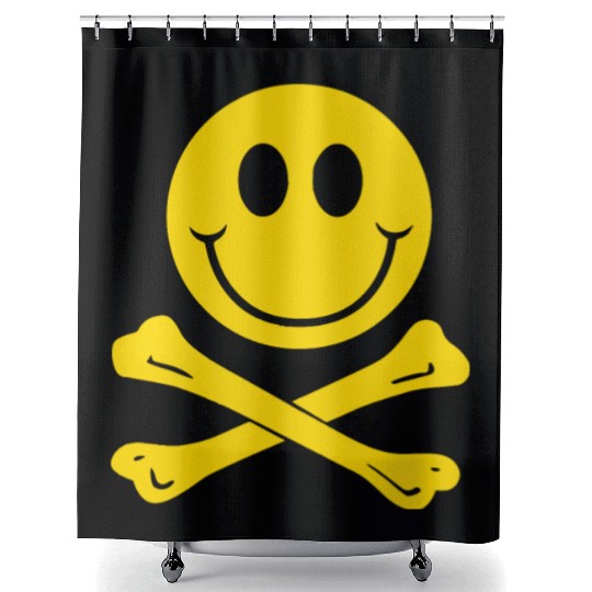 Smiley Pirate Skull and Crossbones Shower Curtains