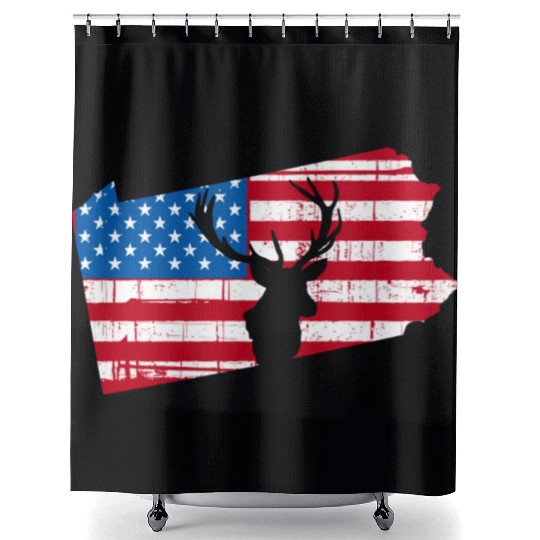 American Flag Pennsylvania Deer Hunting Shower Curtains
