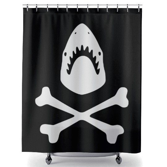 Shark crossbones Shower Curtains