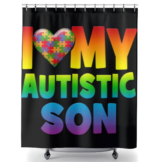 Autism Awareness I Love My Autistic Son Shower Curtains