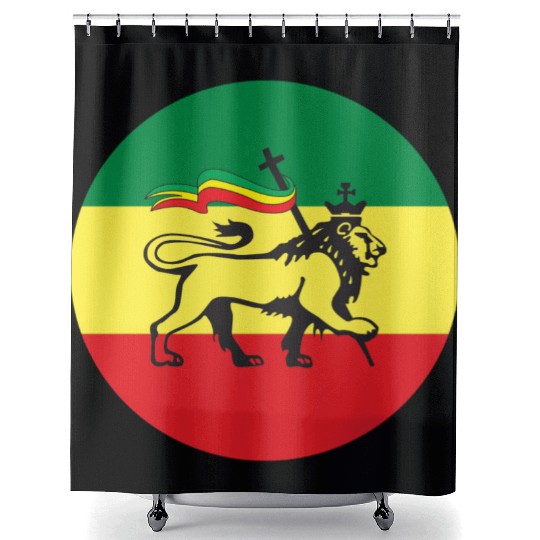Lion of Judah - Flag of Ethiopia Rastafari Reggae Shower Curtains