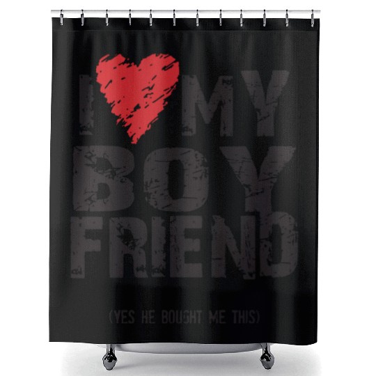 Lgbt I Love Heart My Boyfriend Men Guy Gay Pride V Shower Curtains