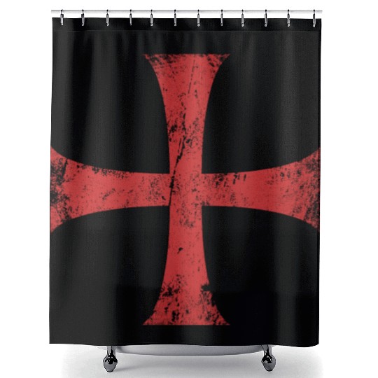 Distressed Crusader Knights Templar Cross Shower Curtains
