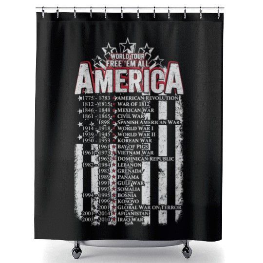 Veteran - World tour free em all America Shower Curtains
