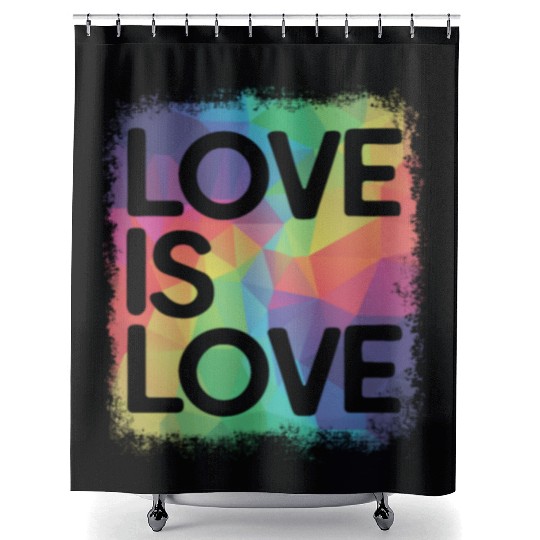 Love is Love Geometric LGBT Gay Pride Shower Curtains