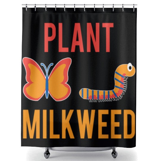 Women's Monarch Butterfly Plant Milkweed Caterpill Shower Curtains