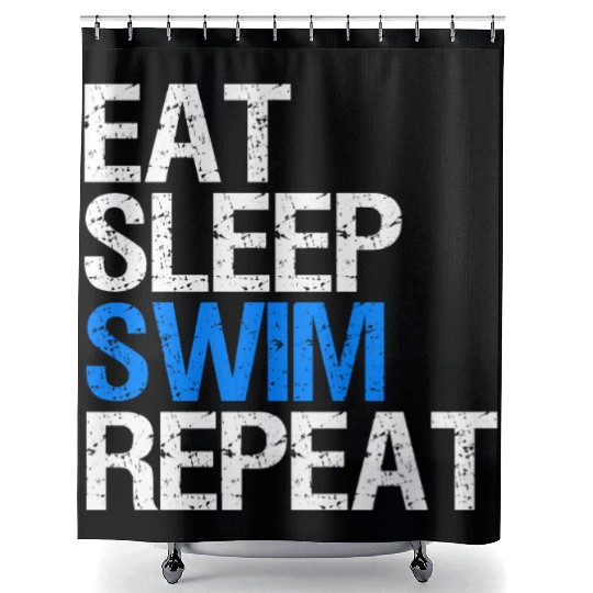 Eat Sleep Swim Repeat Gift Swim Coach. Shower Curtains