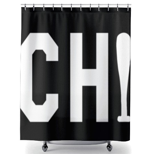 Chicago Cubs CHI baseball Bat Vintage Chicago Tri Shower Curtains