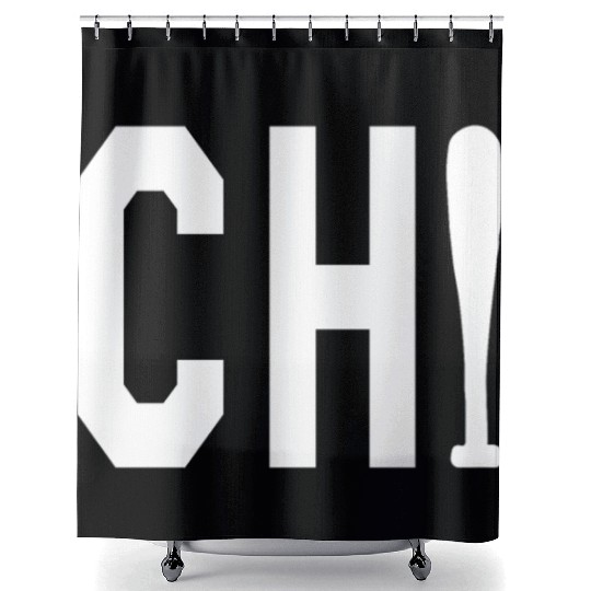 Chicago Cubs CHI baseball Bat Vintage Chicago Tri Shower Curtains