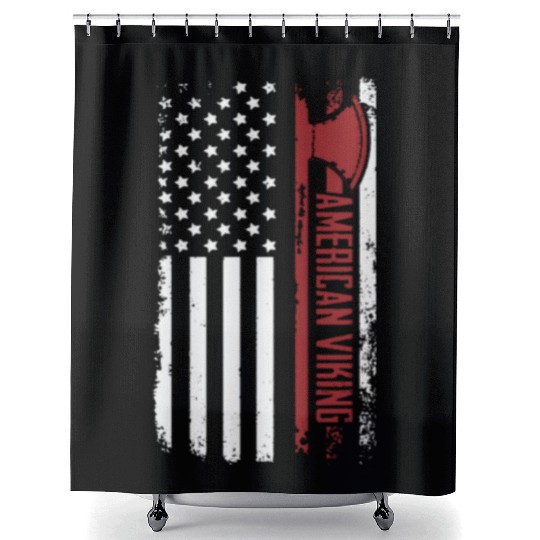 American Viking Patriotic Axe Graphic Victory Shower Curtains