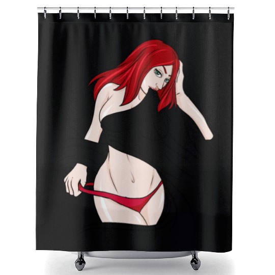 sexy girl red hair slip Ginger Shower Curtains