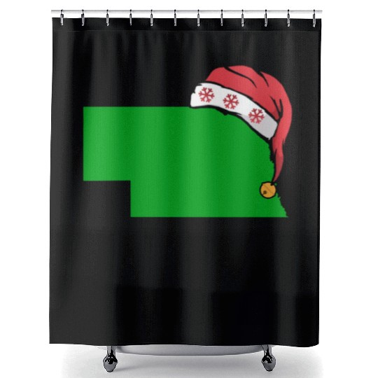 Nebraska Christmas Cute Christmas Gift Green US State Shower Curtains