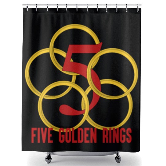 Five Golden Rings Song 12 Days Christmas Numbers Shower Curtains