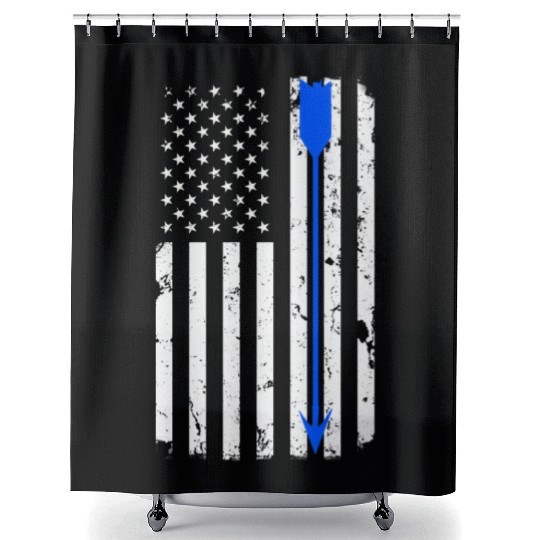 Blue Archery Arrow Distressed American Flag Shower Curtains