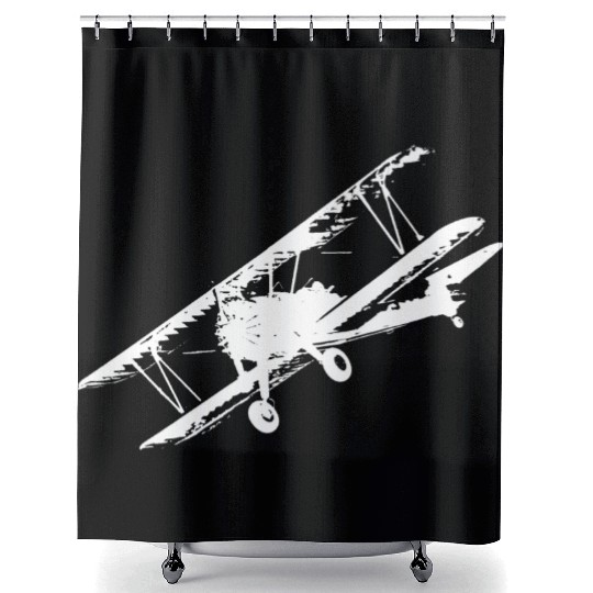 Airplane biplane fliers Shower Curtains
