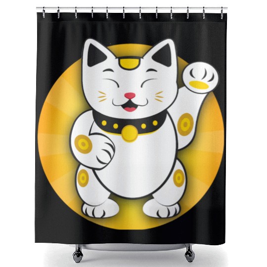 Maneki Neko - Japanese Lucky Cat Shower Curtains