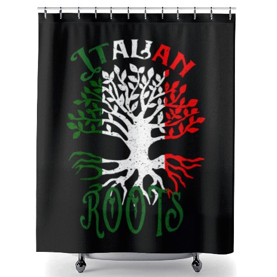 Italian Roots Italy Flag Family Tree Ancestry Heritage Shower Curtains