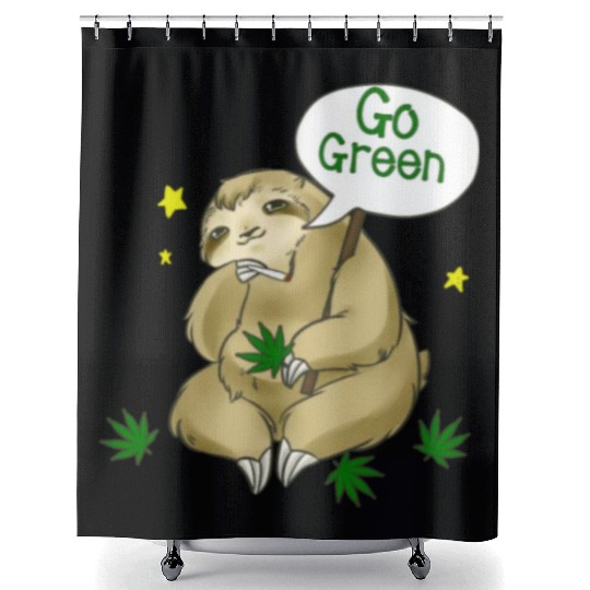 go green marijuana sloth Shower Curtains