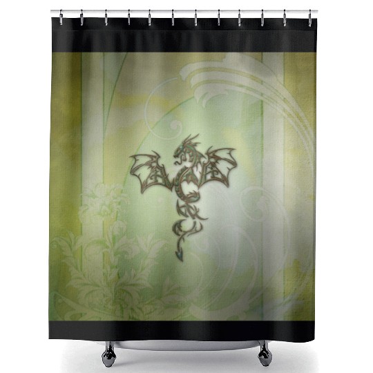 Awesome chinese dragon green colors Shower Curtains