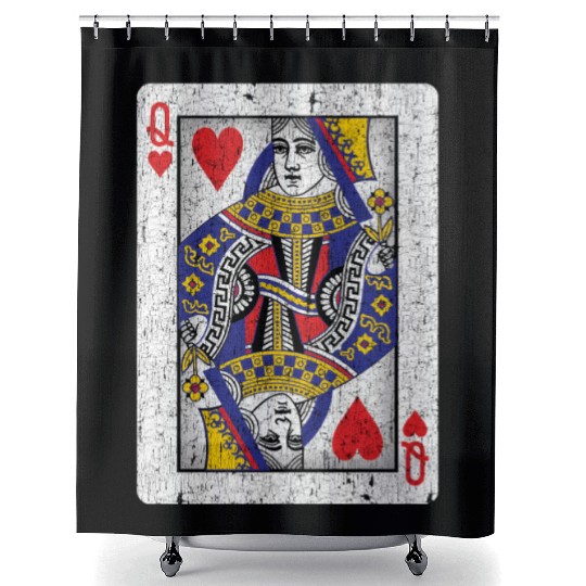 queen of hearts playing card Shower Curtains