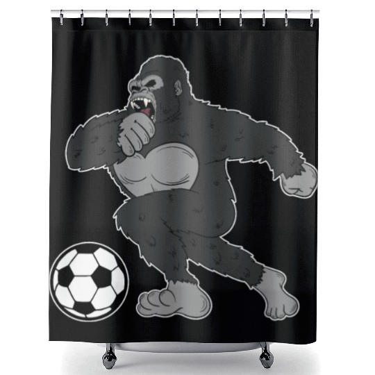 Gorilla Mokey Ape Soccer Player Gift & Present Shower Curtains