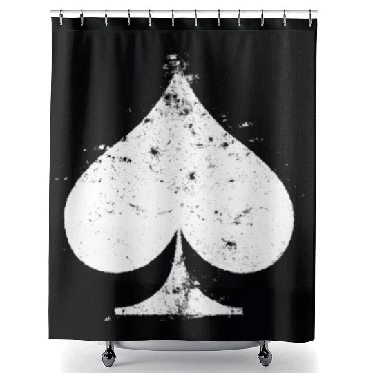 White Used Ace of Spade Shower Curtains