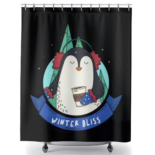 Winter Bliss | Holiday Penguin Shower Curtains