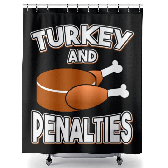 Turkey and Penalties Hockey Gift Thanksgiving Shower Curtains