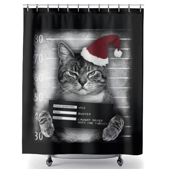 Cat Christmas Thief Shower Curtains