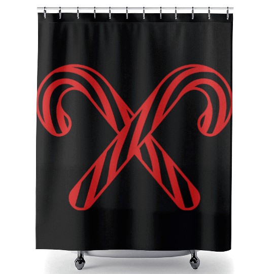 cross 2 candy cane x delicious candy sugar sweet h Shower Curtains