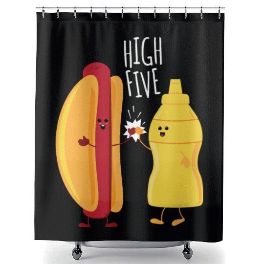 HOT DOG & MUSTARD HIGH FIVE Shower Curtains