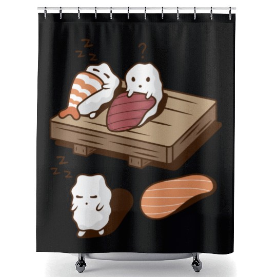 Funny Cute Japanese Food Sushi Shower Curtains