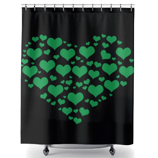 Green Heart St Patricks Day Shower Curtains