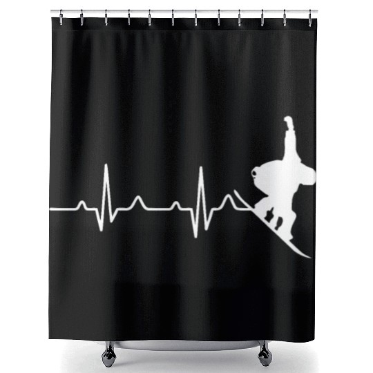 Cool Snowboarder Heartbeat Snowboarding Heart Beat Shower Curtains