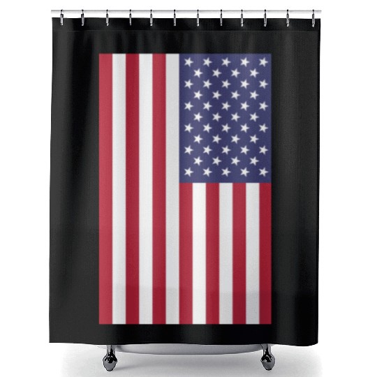 vertical American flag graphic design Shower Curtains