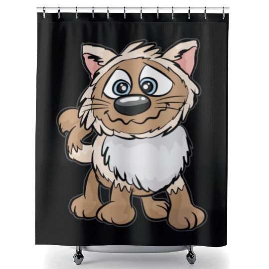 WEIRD CAT Crazy Mad funny Cartoon Comic Gift Shower Curtains